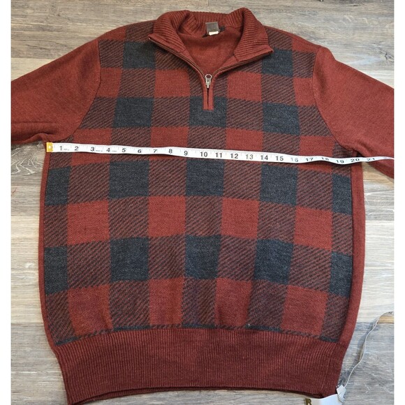 Dockers Mens Sweater Small Red Black Plaid 1/4 Zip Pullover Knit Top - Picture 5 of 7